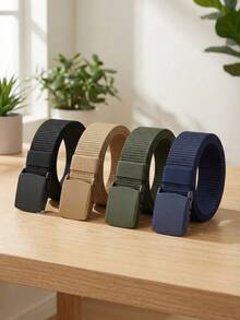 1/4/6pcs Outdoor Plastic Buckle Nylon Tactical Belt For Boy - Durable Woven Fabric Belt, Suitable For Sports And Training - Metal-Free Canvas Belt, Suitable For Daily Wear - Multicolor - View 2