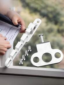 2套重型可调节儿童安全钥匙锁窗框限位器 - 金属窗框限位器，带角度限制器、安全锁系统，适用于家庭安全，安装简便，适用于法式门、推拉门和通风系统 - 彩色 - 查看 5