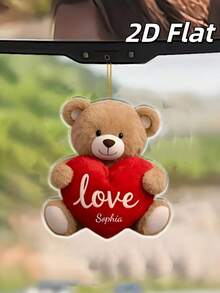 【定制款】情人节泰迪熊爱心钥匙扣吊坠，汽车装饰，家居装饰 - 情人节、周年纪念礼物 - 无需电源，浪漫设计，外观可爱，派对装饰，耐用钥匙圈，情侣礼物，亚克力材质，适合送给女友/妻子/丈夫/妈妈 - 可爱的泰迪熊挂件 - 彩色 - 查看 5