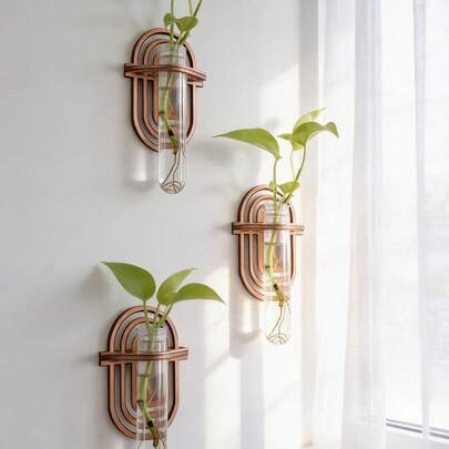 1 chậu trồng cây treo tường trong nhà, trạm ươm cây treo tường, bình ươm cây, trạm ươm cây treo tường có giá đỡ bằng gỗ, chậu trồng cây nhiều tầng bằng nhựa, bể thủy sinh treo tường, thích hợp để treo cây tại nhà và văn phòng, làm bình hoa, trang trí tường, giâm cành thủy canh, có giá đỡ bằng gỗ, dùng cho cây trồng thủy canh, vật dụng làm vườn độc đáo, thích hợp cho phụ nữ, các bà mẹ, người yêu cây cảnh, trang trí nhà cửa, trang trí phòng, quà tặng trang trí tường, quà sinh nhật, quà tốt nghiệp.