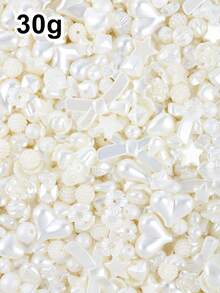 30/50/100g Assorted ABS Faux Pearl Beads, Heart Flower Star Bowknot White Pearl Beads For Jewelry Making, DIY Bracelets Necklaces Earrings Key Chains Crafts Accessories - Pearl - View 11