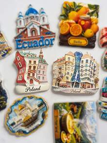 1个波兰地标3D立体画冰箱贴，彩色旅行纪念品磁性贴纸，家居装饰创意礼品，3D浮雕树脂PVC冰箱贴，厨房装饰，著名风景冰箱贴，旅行爱好者的理想礼物 - 彩色 - 查看 4