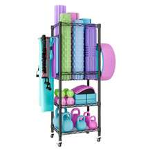 CYPNRack para Mancuernas de Gimnasio en CasaOrganizador de Cochera para Equipos Deportivos Estante de Almacenaje Multifuncional con Ganchos y RuedasFashion - como en la foto - Ver 2