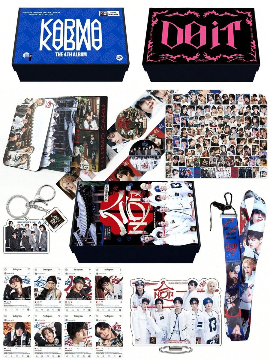 KPOP SKZ Collectible Gift Set, Fans Merch, Concert Album Goods, Standee, Sticker, Lanyard, Collectible LOMO Cards, Acrylic Cards, Small Gifts, Valentine's Day Gifts, Collectibles - Multicolor - View 1
