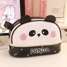 New Large Capacity Panda Blush Makeup Pouch, High-Quality PU Pencil Case, Cute Student Universal Stationery Storage Box - Large-capacity Pencil Case - View 8