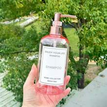 3pcs 500ml/16oz Rose Pink Refillable Pump Bottles, With Rose Gold Pump Heads, For Shampoo, Body Wash, Conditioner, Hotel Bathroom Lotion Dispenser, With Waterproof Labels - Translucent Pink - View 4