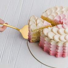 5pcs Stainless Steel Gold & Silver Cake Knife, Spatula, Spoon Utensil Set, Includes Cake Knife, Cake Spatula, Cake Spoon, Dessert Spoon, Ice Cream Spoon, Pizza Cutter, Cake Cutting Set, Cheese & Bread Slicer, Stainless Steel Cake Serving Set, Suitable For Valentine's Day, Wedding, Engagement And Birthday Party - Multicolor - View 6