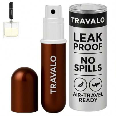 Travalo Classic HD Perfume Atomizer - Leak-Proof And TSA Approved For Air Travel - Reusable, Airtight, Easy-Fill Mini Pump Sprayer - Lightweight, Elegant Design W\/Volume Window - Brown 0.17oz
