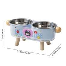 1pc Cute Cartoon Pet Feeding Double Bowl, Neck-Protecting Raised Stand, Anti-Slip Anti-Spill Pet Bowl - 500ml - View 7