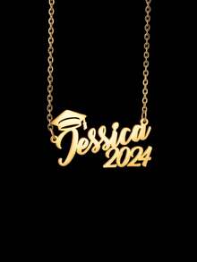 Personalized Graduation Cap (Year, Name), Stainless Steel Customized Jewelry, Graduation Season Gift, Includes Gift Box, Class Of 2026 - Gold - View 10