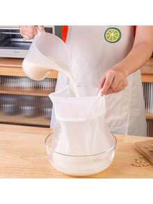 1个白色现代多功能网袋，可用作滤网、酒漏斗、防溅罩，方便收纳，厨房必备工具 - 彩色 - 查看 3