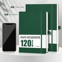 Graph Paper Notebook - Grid Notebook Journal A5, 120 GSM Thick Graph Paper, 160 Pages, Leather Hardcover, For Graphing, Writing, Math, Engineering, 5.75'' * 8.38''- Green - A5-graph-120GSMA5Graph120GSM - View 7