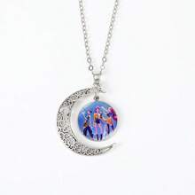 1pc Kpop Witch Hunting Crew Necklace, Moon Pendant Necklace With Time Gem Silver Jewelry - Multicolor - View 9