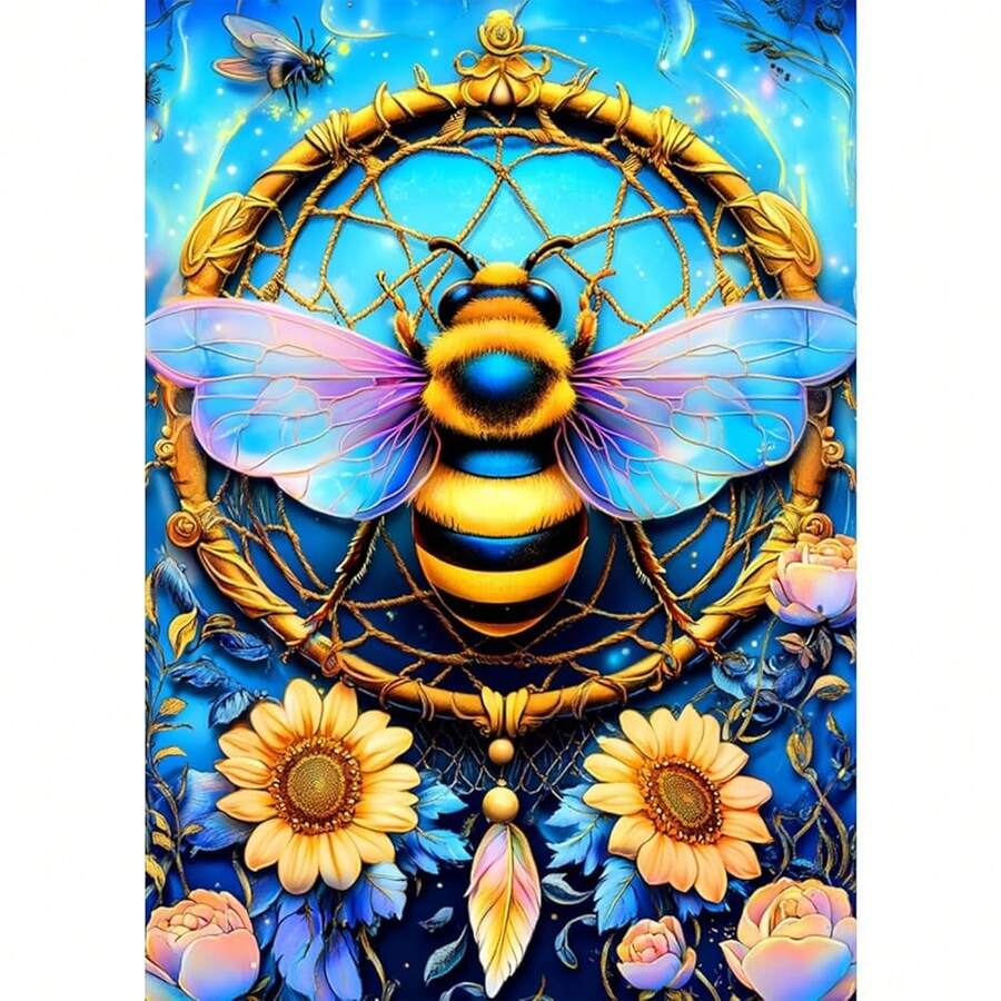 GHHKUD Diamond Painting Kits Bee For Adults, DIY 5D Dreamcatcher Diamond Painting, Full Drill Fantacy Diamond Art Kits Art Pictures For Relaxation Gifts Home Wall Decor 30x40cm - 蜜蜂 - 查看 1