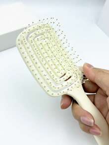 1pc Pink Spiral Elastic Volumizing Hair Brush, Suitable For Wet & Dry Hair, Styling Comb - Beige - View 9