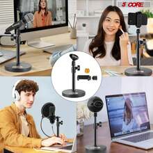 5 Core Mic Stand 2Pc 3 In 1 Desktop Microphone Stands Adjustable Table Microfono Holder W Phone Clamp - 黑色 - 查看 10