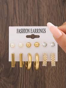 22-10pcs Fashionable Bohemian Style Metal Women Earrings Set, Geometric Exaggerated Design Jewelry Suitable For Daily, Party Wear, Holiday Gift