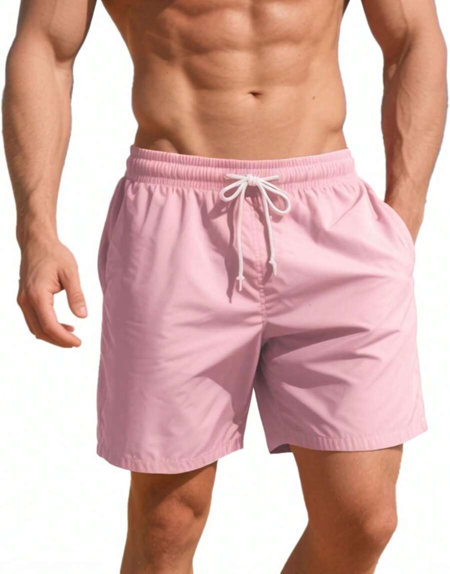 Men's Swim Trunks 5 Inch Quick Dry Board Shorts Mesh Swimming Trunks Beach Shorts Men Bathing SuitsA Valentine's Day RBDF - Pink - View 1