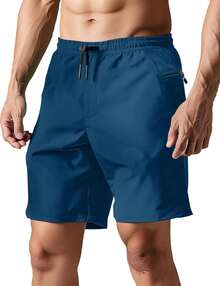 Mens Swim Trunks With Compression Liner 2 In 1 Board Shorts Inch Quick Dry Swimming Shorts With Zipper PocketsA Valentine's Day OW6D - Màu xanh hải quân - Xem 1