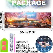 Large Diamond Art Kits For Adults Eiffel Tower, Full Drill 5D DIY Rhinestone Embroidery Set Paint With Diamonds Art By NFUmberss Kits Cross Stitch Home Wall Craft Decoration 31.5x11.81 Inch - 大型艾菲爾鐵塔 - 查看 3