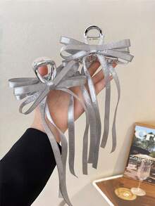 2pcs Women's Silver Ballet Bun Claw Clips With Long Ribbon Bow, Versatile Hair Clips For Ponytail, Bun, Everyday Use Fashin Hair Accessories Elegant Hair Claws - Multicolor - View 10