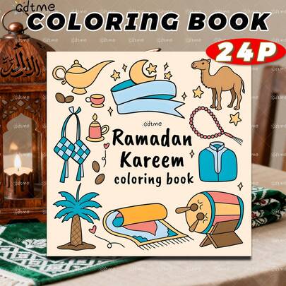 A 24-Page Ramadan Coloring Book With Cute Illustrations, Depicting The Joys Of Ramadan Life. Thick Paper, Relaxing To Color, Makes A Great Ramadan Gift, Decor, Office Supply And Stationery. Size: 7.9x7.9 Inches.