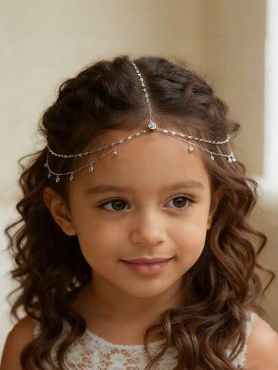 1pc Luxury Bridal Headpiece For Girls, Fashionable Bohemian Style Wedding Hair Accessory, Gold Headpiece, Student Supplies, Girls Jewelry