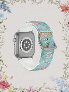 1条柔软、弹性、透气的花卉图案腕带，适用于三星、佳明、荣耀智能手表，尺寸可选38mm、40mm、41mm、42mm、46mm、45mm、44mm、49mm；时尚休闲多色硅胶表带，兼容苹果手表Ultra SE/11/10/9/8/7/6/5/4/3/2/1 - 彩色 - 查看 2