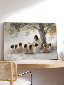 1 pièce Jésus enseignant aux enfants, paysage, art LDS, portrait aquarelle de Jésus-Christ, peinture de Jésus, décoration de maison chrétienne, art chrétien moderne pour la maison, cadeau idéal pour les amis, impression d'art pour la chambre à coucher, décoration de salon - Multicolore - Voir 4