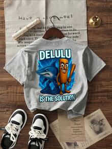 Tween Boys Casual Printed Crew Neck Short Sleeve T-Shirt, Summer Top - Light Grey - View 4