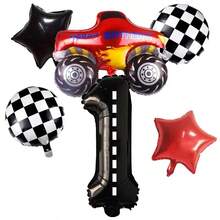 Numeric Racing Theme Balloons, Adding Fun To Your Birthday Party. Black Line Numeric Grid Round Balloons, Pentagram Racing Theme Party Decorations - 黑色 - 查看 8