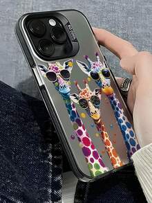 1PC, The New Series Of Creative And Fashionable IMD Laser Phone Cases , Colorful Giraffes With Sunglasses Pattern, Classic Hybrid Phone Cases With Shock Resistance And Anti Slip, Compatible With Iphone 17/17Air/17Pro/17ProMax, 16/16Plus/16ProMax, 15.14, 13, 12, 11 Series, Suitable For Samsung Galaxy S22, S23, S24, S25 PLUS ULTRA Series, Easter Gift, Christmas/Halloween Decoration/Birthday Gift, Couple .Girlfriend, Boyfriend, Friend Or Yourself. - 黑色 - 查看 4