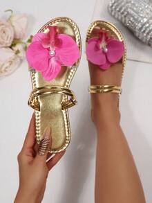 Sandalias planas para mujer, sandalias de playa, de piel de PU, sandalias de mujer de metal puro, playa, primavera verano, nuevas sandalias de playa casuales versátiles con perlas, resort de playa, sandalias de mujer de piel de PU, playa al aire libre, sandalias de primavera verano, sandalias de mujer, sandalias de verano para mujer, zapatos de verano, sandalias elegantes para mujer, ropa casual de negocios para mujer, sandalias de verano para mujer, zapatos elegantes para mujer, ropa de verano, ropa casual de negocios para mujer - Dorado - Ver 18