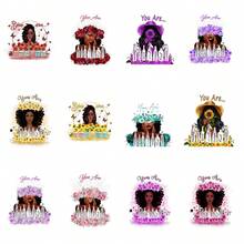 12pcs African Woman UV DTF Transfer Sticker And Decal- Waterproof And Scratch-Resistant, Black Queen Afro American Girl High-Quality Self-Adhesive Paper, Suitable For Mugs And Water Bottles. Laptops, Etc., DIY Art Supplies - Multicolor - View 5