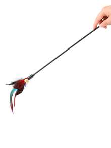 3pcs Interactive Cat Teaser Wands, Colorful Feather Cat Toys With Bells On Short Plastic Sticks - Purple - View 7