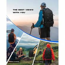 Travel Backpack, 45L Hiking Backpacks Resistant Multi - Functional Trekking Rucksack Travel Laptop Backpack Mens Fits 17.3 Inch Computer Camping Climbing Cycling, Black - Initial - View 7