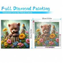MRMIOOM 5D Diamond Painting Kits For Adults, Cute Bear Full Drill Diamond Art Kits For Beginners, DIY Round Diamonds Pictures Gem Art And Crafts Home Decor 13.78x13.78 Inch - D010-美國 - 查看 3