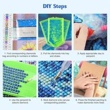 MISCER Landscape Diamond Art Kits For Adults, Moonlight Diamond Painting Kits For Beginners, 5D Full Drill Round Paint With Diamonds Pictures, Gem Art Painting DIY Crafts Kit Decor 12x16inch - 景觀-01 - 查看 6