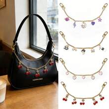 1 قطعة قلادة حقيبة بتصميم كلاسيكي أنيق بسلسلة معدنية مزينة بقلب وقلادة نجمية وردية، مناسبة لتزيين مختلف الحقائب والأمتعة، هدية مثالية للمناسبات، قلادة حقيبة نسائية - متعدد الألوان - مشاهدة 1