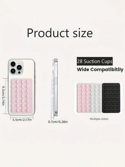 1pc Dual-Sided Silicone Suction Cup Phone Holder With 28 Strong Suction Cups. Made Of Silicone, It Is A Silicone Accessory For Phones. Adjustable Angle, Compact Design. Suitable For Makeup, Dancing, Fitness, Yoga, Showering, Watching TV Shows, And Great For Video Recording And Selfies.