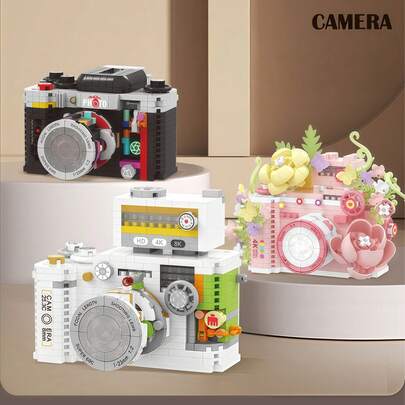 800+ PCS Camera Simulation Building Block Toys Models, Made Of ABS Plastic, Building Block Camera Toys, Cute Style, Patterns Include Cameras And Flowers, Shapes Like Cameras, Simple And Easy To Assemble, Can Be DIY, DIY Creative Gifts, Home Decoration Accessories Toys For Girls 7 To 10 Boys Toys 10 Years Old