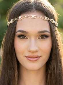 波西米亚风金色水晶水钻头饰 - 水晶发链发箍，适合女性、新娘、婚礼、晚宴、节日和派对佩戴 - 彩色 - 查看 2