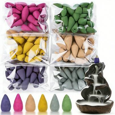 Wasserfall Rückfluss Weihrauchkegel - Wasserfall Weihrauchkegel, Rückfluss Rauchduft - lose Weihrauchkegel, verschiedene Düfte, geeignet für Wasserfall Weihrauchbrenner