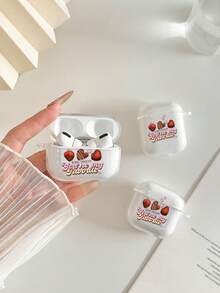 Strawberry Painted Transparent Fashion Bluetooth Earphone Case Compatible With AirPod Case, Headphones, Pro 3 Case, Pro (2nd Generation), 3, Pro, 1/2, 4 Case Cover