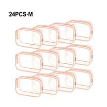 12 túi đựng mỹ phẩm trong suốt bằng PVC có khóa kéo - Túi đựng đồ dùng vệ sinh cá nhân chất lượng cao, lý tưởng cho du lịch, phòng tắm và các vật dụng cần thiết khi đi nghỉ mát (Cỡ trung bình, trong suốt), phụ kiện phòng tắm, túi đựng, túi trang điểm, đồ dùng du lịch thiết yếu - Hồng - Xem 16