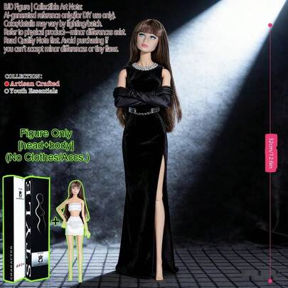 1/6 Escala 32cm Boneca Articulada (BJD/MJD) Estátua de Super Modelo, Maquiagem Realista Exquisita Cabelo Fofo Pele Macia, 12 Articulações Posicionáveis Modificáveis, Roupa Amigável DIY, Presente Premium de Férias para Natal, Dia dos Namorados, Aniversário, Decoração de Coleção para Mesa (Apenas a Boneca, Sem Roupas)