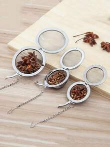 3个/1个不锈钢茶漏球 - 适用于散装茶叶、香料和汤料，圆形网状球体，带链条和挂钩，厨房必备冲泡工具，厨房用品，馈赠亲友、情人节、节日佳品，厨房配件 - 銀色 - 查看 2