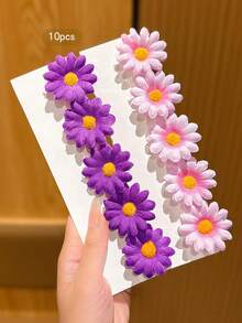 10pcs Cute Sunflower Hair Clips, Suitable For Daily Use, Claw Clips, Hair Slide, Hair Barrettes - Multicolor - View 6