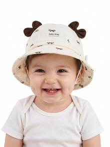 1pc Baby Sun Hat, Spring/Summer Styles With Bow/Heart/Cherry/Floral/Polka Dot Patterns, Unisex Infant Sun Protection Hat For Outdoor Activities, Adjustable Head Circumference - Multicolor - View 3