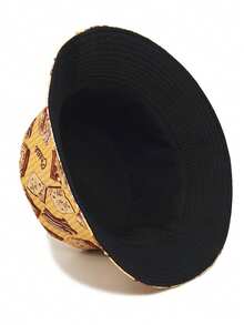 1顶男女通用休闲渔夫帽，双面卡通饼干奶酪图案，多功能户外遮阳帽，适合日常佩戴